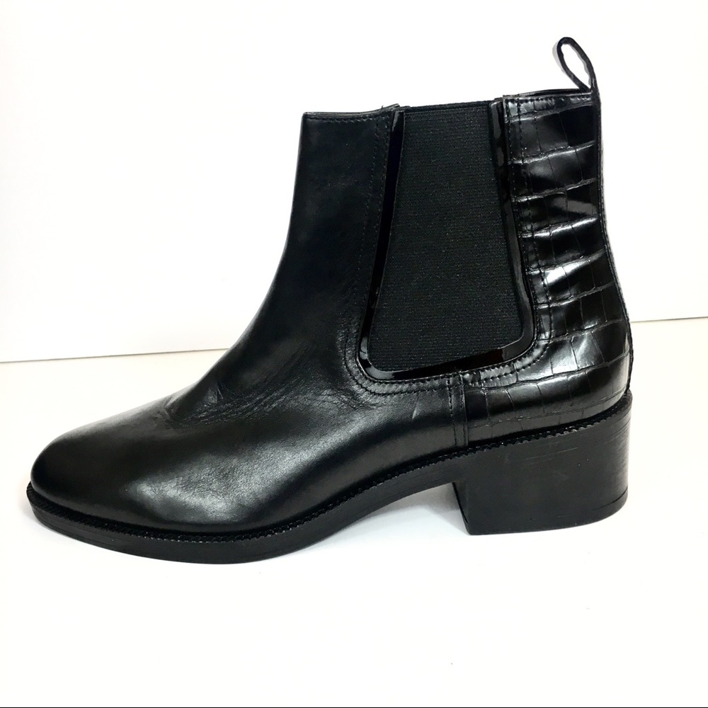 Zara leather and croc embossed bootie - Picture 3 of 6